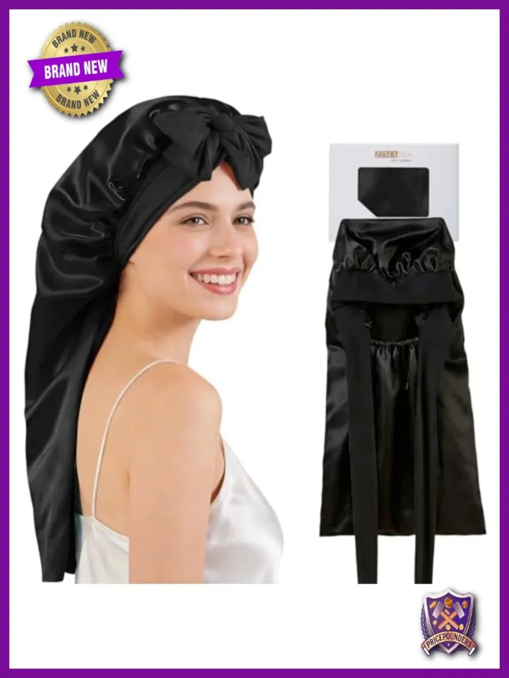 19 Momme Mulberry Silk Bonnet Double Layer Long Hair Wrap for Braids